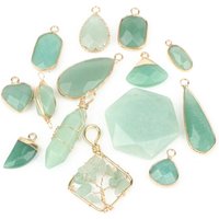 1PCS Natural Green Aventurine Jades Stone Beads Pendants Necklace Earring Bracelet DIY Gift Pendant Connector Charms Wholesale