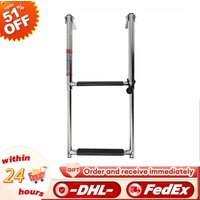 2-Step Boat Telescoping Ladder Silver Wall Mounted Stainless Steel Boat Ladder for Yachts Speedboats
