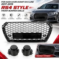 Glänzend Schwarzer Wabengrill für Audi A4 B9 Avant S4 S-line 2017-2018 2019 RS4-Stil
