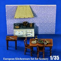 1/35 Scene Layout Resin Kit, Kitchen Furniture Model, Unpainted, Needs To Be Assembled
