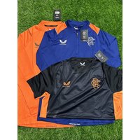 Castore Glasgow Rangers Player Edition Long Sleeve Training Wear Half Zip Short Sleeve Quick Dry Football Kit Polyester Fabric