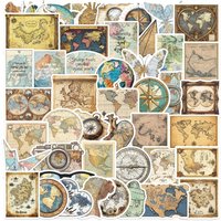 50PCS Cartoon Vintage Map Graffiti Stickers - Waterproof for DIY Decor on Guitar, Notebook & Luggage RecordingYourLife Store