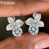 4cttw Flower Moissanite Diamond Stud Earring for Women 925 Sterling Silver Wedding Jewelry Elegant Earrings With GRA Certified