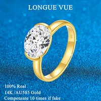 3CT 14K Gold Moissanite Ring AU585 Certified Synthetic Diamond Jewelry Gift for Engagement Wedding Anniversary Valentine Day