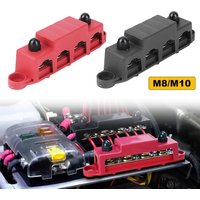 12V 24V 48V 250A Positive Negative M8 M10 Bus Bar Terminal Battery Power Distribution Block With Cover for Boat RV Truck Camper