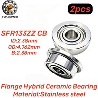 2pcs SFR133ZZ 2.38x4.762x2.38 mm Flange Hybrid Ceramic Bearing 3/32'' x 3/16'' x 3/32'' RIF-3332ZZ Inch Flanged Bearing
