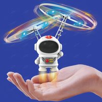 Levitating Luminous Flying Robot Astronaut Toy Aircraft Hand-Controlled Drone Interactive with Lights Outdoor Toys for Kids Gift
