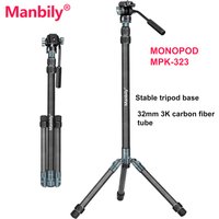 Manbily Carbon Fiber Tripods Camera Monopod with Feet & Fluid Head for Travel Selfie 67” 187CM MPK-323 (Grey)