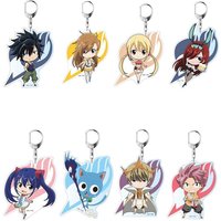 Anime Keychain Jewelry Fairy Tail Pendant Key Ring 5 Colors Charms Acrylic Key Chain Wizard Dancing Llaveros Porte Clef Men Gift