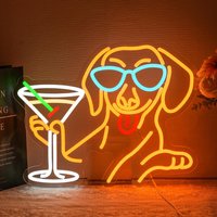 Dachshund Martini Neon Sign Bar Art Wall Lights USB Led Light for Pub Wine Cellar Gaming Room Bedroom Decoration Birthday Gifts
