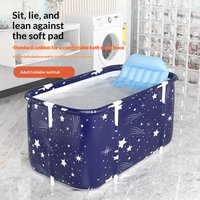 Portable Foldable Bathtub Adult Size Deep Soaking Tub Kids Bath Bucket Starry Blue Outdoor Home Spa Pool Inflatable Portable