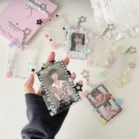 Cute Colorful Star Photocard Holder 3 Inch Card Holder Idol Photo Storage Card Display Protective Pendant Card Organizer Gifts