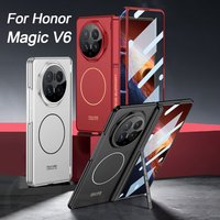 Magnetic Hinge Armor Holder Case for Honor Magic V6 Front Screen Glass Wireless Charge Plastic Cover for Honor Magic V5 Case