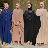 Middle East Muslim Fashion Abayas Women's Elegant Maxi Dresses Daily Casual Luxury Diamond Studded Women Kaftan Dress Dubai Robe