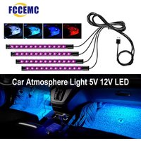 5V/12V Car Interior Backlight Ambient Mood Foot Light with Cigarette Lighter USB Decorative Atmosphere Lamp Car Accessories