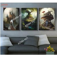 Garden Fairies Beautiful Fairy Enchanted Forest Tale Poster Print Wall Art Pictures Canvas Painting Girls Room Room Home Decor