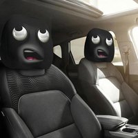2PCS Funny Surprised Expression Car Headrest Cover, Cartoon Wide Eyes Open Mouth Universal Elastic Auto Head Rest Protector