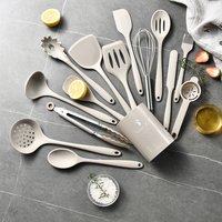 15Pcs Food Grade Silicone Kitchen Cookware Utensils Turner Spatula Soup Spoon Practical Cooking Tool Kitchenware Set