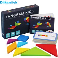 Wooden Tangram Jigsaw Puzzles Board Games Kids Montessori Educational Toys Children Kindergarten Geometric Shape Teaching Aids