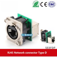 D-Type Module RJ45 CAT5E Vertical Panel-Mount Connector Network Ethercon Chassis Socket,D-N8FDP RJ45 Feed/Pass Panel Mount Jack