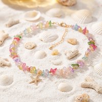 Bohemian Colorful Natural Crushed Stone Choker for Women Creative Crystal Beaded Starfish Pendant Necklace Beach Jewelry Gift