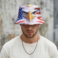 1pc Eagle Pattern Patriotic American Flag Bucket Hat,Summer Shade Fashion Panama Hat,Suitable for Independence Day Everyday Use