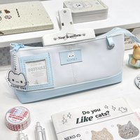 Patchwork Kitten Pencil Case Large Capacity Pen Bag Pocket Storage Pouch Holds Photos Stickers Cosmetic Bag Student Stationery