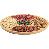 For Party Snack Tray Wooden Fruit Basket Wooden Thickened Snacks Breakfast Holder Multi-compartments Round Dessert Tray