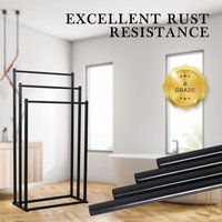 Vertical Towel Rack Non Perforated Metal Hanging Rod Light Luxury Storage For Bathroom And Balcony Space Saving Organizer