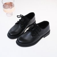 Children Black Leather Shoes for Party Wedding Classic Lace-Up Boys Girls School Uniform Shoes Non-Slip Kids Casual Loafers