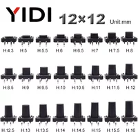 10pcs 12x12mm Panel PCB ON Off Momentary Tactile Tact Micro Mini Switch Push Button DC12V 4 Pin DIP H=5/6/7/8/9/10/12/13/15/16mm