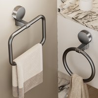 Suction Towel Rack Waterproof Rotatable for Bathroom Hand Towel Ring Sink Wall-Mounted Strong Hold Bathroom Organizer