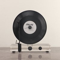Simulated Vertical Vinyl Record Player, Metal Crystal Recording Machine, Model Decoration Ornament, Home Decoration Accessories