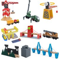 New Wooden Train Tracks Scene Accessories Mountain Tunnel Bridge Crane Tower Compatible ALL Brand Wooden Track Toys For Kids