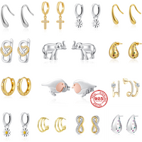2026 New 925 Sterling Silver Cross Drop Earrings Gold Plated Fashion Jewelry for Women Daily Wear Party Gift