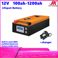 12V 100Ah 200Ah 300Ah 400Ah 500Ah 600Ah 800Ah 1000Ah lithium lifepo4 solar inverter Outdoor camping battery with charger+BT App