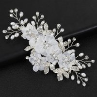 Women Gold Silver Color Pearl Crystal Hair Pins Handmade Bridesmaid White Silk Flower Hair Clip Bridal Wedding Hair Accessories