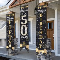 Black Gold Door Banner Happy 18th 30th Birthday Party Decorations Photo Background Hanging Banner Birthday Party Supplies