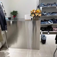 Simple Modern Stainless Steel Bar Counter Clothing Store Cosmetology Shop Cashier Desk Small Store Bar Counter Reception Desk