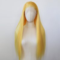 Yellow Wig Synthetic Lace Front Wig Long Straight Yellow Synthetic Wig Pre Plucked Heat Resistant Hair Wig