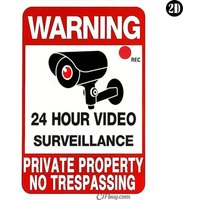 24 Hour Video Surveillance Metal Sign Warning Tin Plaque for Private Property