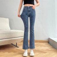 Jean évasé pour femmes, Streetwear d'hiver Y2K, pantalon droit, longueur cheville, Denim, fête pour filles, pantalon rétro bleu décontracté