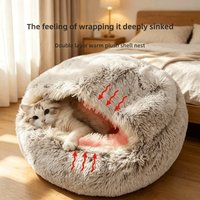Autumn & Winter Soft Plush Pet Bed & Cat Nest - Winter Warm Summer Cool Comforter Semi-Enclosed Shell Design