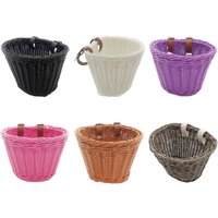 Wicker Kids Bike Basket with Leather Straps Pouch Waterproof Handlebar Basket for Bike Accessory Outdoor Toddlers
