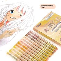 12 Colors Acrylic Markers Brown Series Quick Drying for Anime Manga Character Drawing Coloring Daily Painting DIY Art Supplies