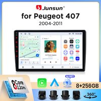 Junsun Bezprzewodowe Radio Samochodowe CarPlay Android Auto do Peugeot 407 (Sedan/SW/Coupé) 2004-2011 Wbudowany Wentylator Chłodzący Android GPS Nawigacja Odtwarzacz Multimedialny WiFi DSP RDS BT SWC