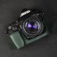 Genuine Real Leather Half Camera Case Bag Cover For Pentax KP Case K1000/K2/17 Case Camera Bag Photography Accessories