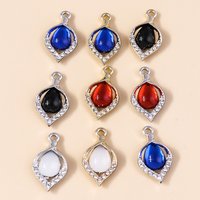 Leslie 10Pcs Gorgeous Opal Stone Crystal Leaf Charm Pendants for Jewelry Making DIY Earring Necklace Jewelry Accessories Supply