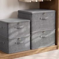 Foldable With Lid Storage Box, Zipper Clothing Storage Box, Large Capacity Storage Box, Wardrobe Underwear Sorting Box