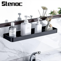 Black Aluminum Bathroom Shelves Toilet Storage Holder Kitchen Organizer Wall Shelf Bathroom Accessories Shower Room Accessory
